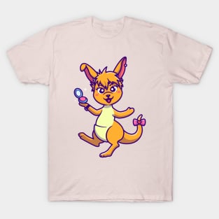 Cute Kangaroo With Make Up Cartoon T-Shirt
